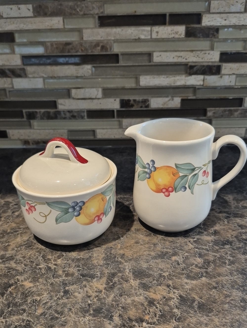 Vintage Corelle Abundance Creamer and Sugar Set